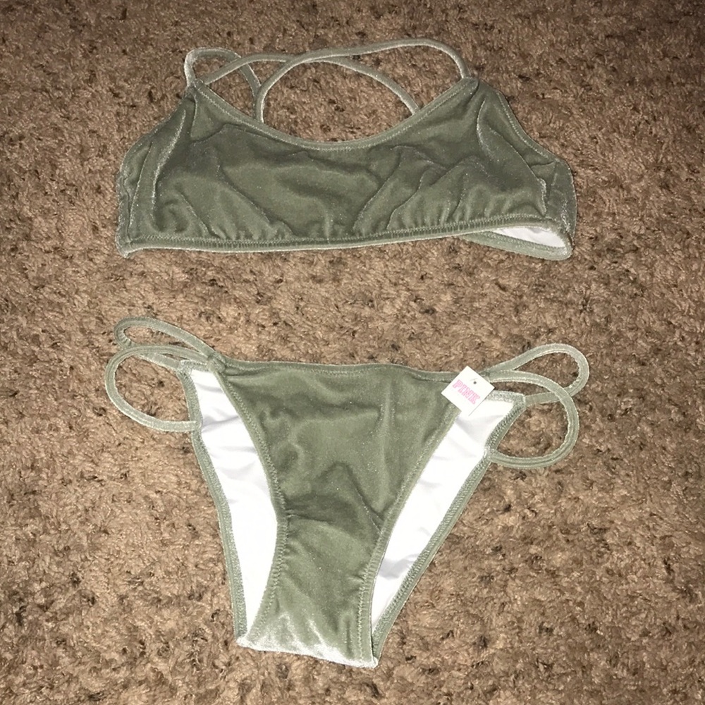 Green velvet bikini